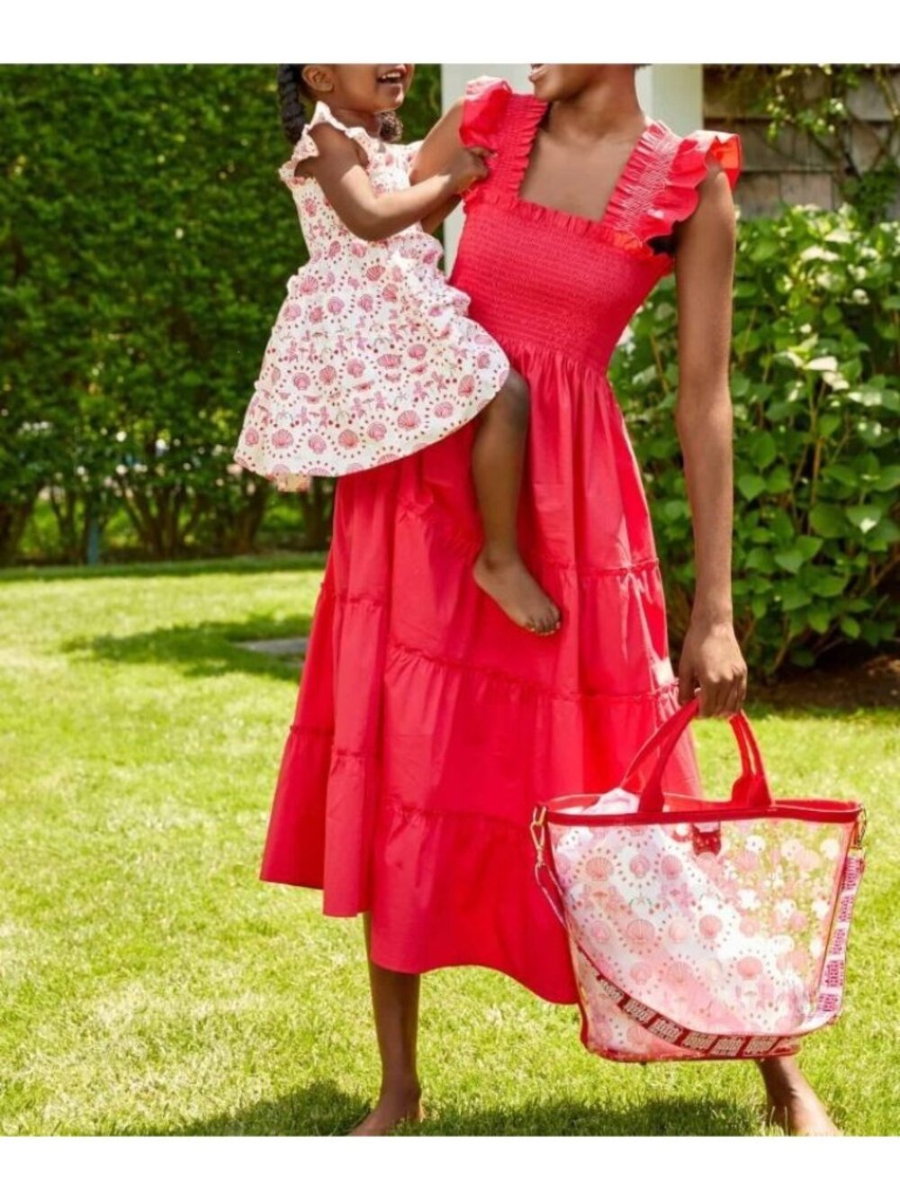 Hill House The Nap Dress Womens XS Raspberry Red Ruffled Smocked Cottagecore